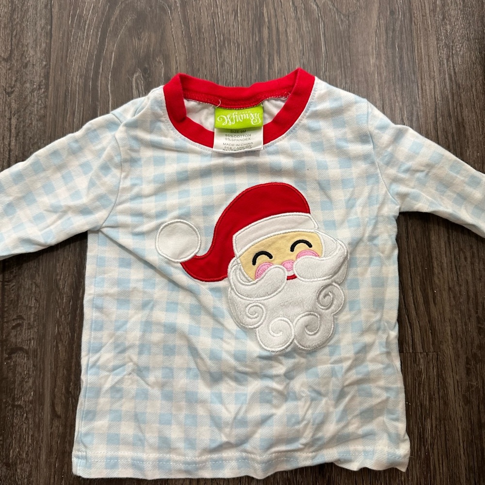 D'Horiz Kids Long Sleeve Santa Shirt - Red & Blue